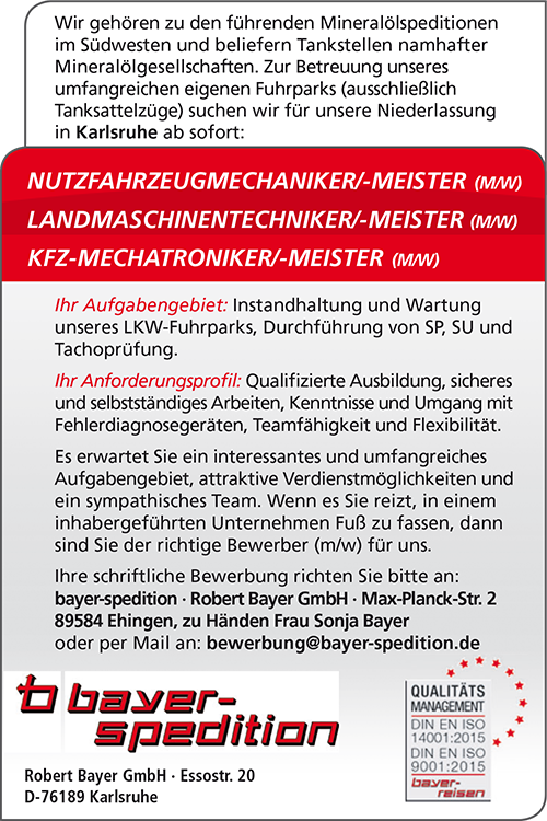 bayer spedition robert bayer gmbh max planck str 2 89584 ehingen zu hnden frau sonja bayer oder per mail an bewerbungbayer speditionde - Bayer Bewerbung bayer spedition robert bayer gmbh max planck str 2 89584 ehingen zu hnden frau sonja bayer oder per mail an bewerbungbayer speditionde - Bayer Bewerbung