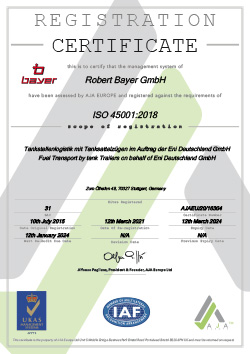 ISO 45001:2018 Zertifikat